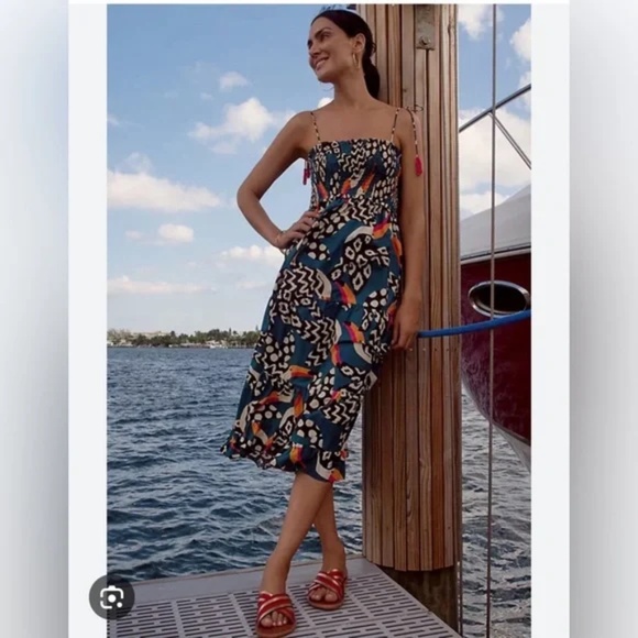 Farm Rio for Anthropologie tiered toucan midi dress - Picture 1 of 1
